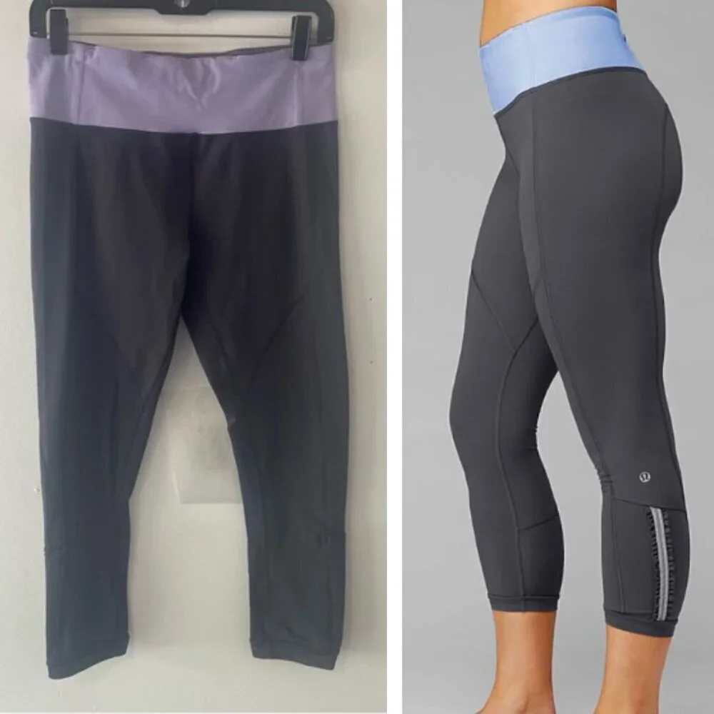 Lululemon Gray Purple Athletic Cropped Leggings - 27062